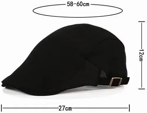 Vista 2 de Magik Gorra Gatsby de algodón sólido para hombre, sombrero de hiedra para golf, con hebilla de taxista plana Negro