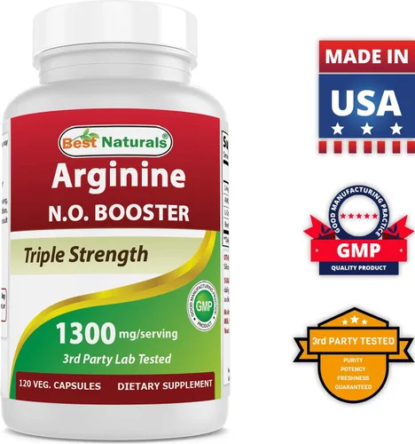 Vista 7 de Best Naturals L-Arginina NO Booster Triple Strength 1300 mg porción 120 cápsulas vegetales (120 unidades (paquete de 2))