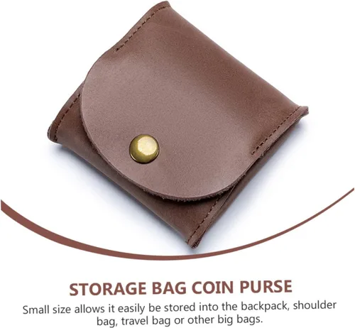 Vista 3 de ADOCARN Pequeña moneda útil, bolsa portátil para mujer, para llevar a los hombres, organizador de Pascua, cambio, auriculares, de cuero, ligero