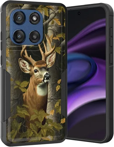Vista 31 de para Moto G Play 4G 2024, funda de dos capas híbrida resistente y a prueba de golpes, PC duro + silicona suave protectora para Motorola Moto G Play