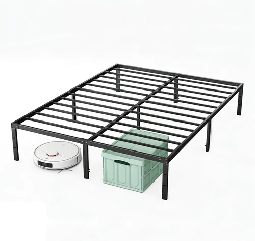 Vista 12 de Sweetcrispy - Marco de cama individual, plataforma de 12 pulgadas Easy Assembly, Twin Size 12 Inch Platform Bed Frame, Heavy Duty Metal Foundation