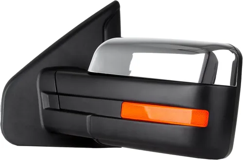 Vista 3 de Espejos de remolque con carcasa cromada calefactable ajustable con espejos de remolque de rayas reflectantes, compatibles con Ford 2004-2014