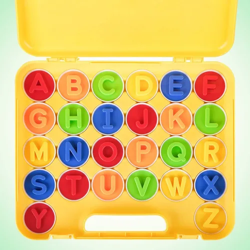 Vista 2 de Coogam Letras a juego Huevos 26PCS ABC Alfabeto Recoginition Clasificador de Color Puzzle Pascua Viajes Bingo Juego Mayúsculas Aprendizaje Educativo