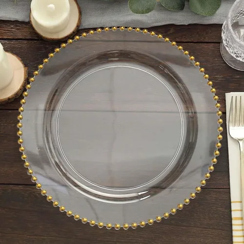 Vista 60 de Efavormart - Paquete de 10 platos de postre de plástico transparente rubor con borde de cuentas, platos redondos desechables para ensalada, 8