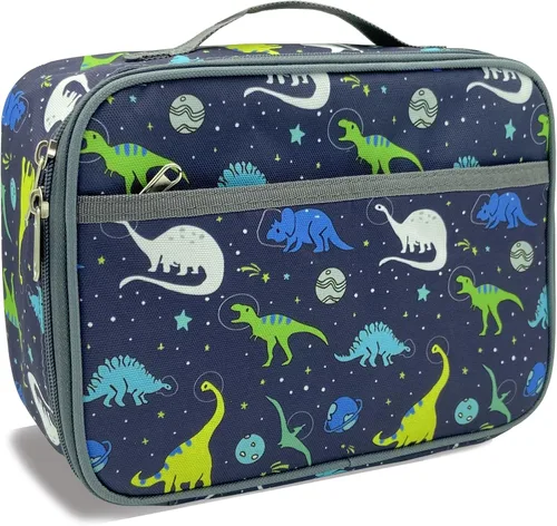 Vista 8 de Kulle - Lonchera de astronauta para niños, bolsa de almuerzo con tema espacial aislada, lonchera térmica reutilizable para niños, para la escuela