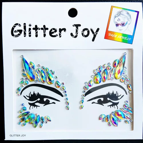 Vista 3 de Joyas de gemas faciales, calcomanías de tatuaje de joyas faciales para festivales, gemas corporales pegadas en la cara, tatuajes faciales temporales