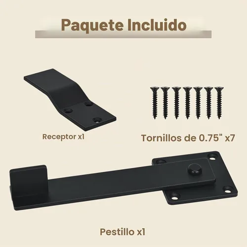 Vista 3 de Pestillo abatible para puerta de granero de 6 pulgadas, herrajes para puerta de cobertizo, puertas corredizas, negro mate 1P