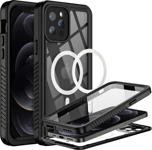 Vista 16 de BEASTEK Funda impermeable para iPhone 12, serie FSN IP68 magnética a prueba de golpes con protector de pantalla integrado y funda protectora Negro