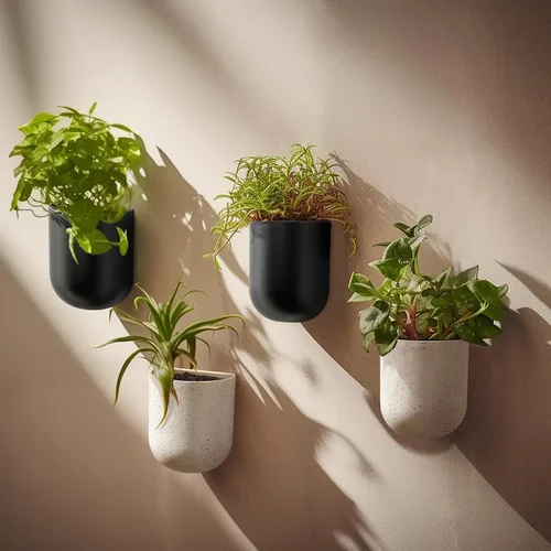 Vista 4 de La Jolie Maison Macetas colgantes de pared para plantas de interior, macetas colgantes para plantas de aire suculentas, juego de 2, 6 pulgadas