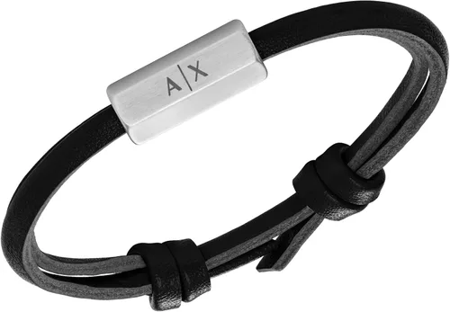 Vista 2 de Pulsera de cadena de cuero trenzado Armani Exchange