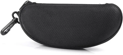 Vista 3 de Estuche negro para lentes de sol, para hombres y mujeres, estuche de almacenamiento para gafas de seguridad con clip, estuche duro para lentes