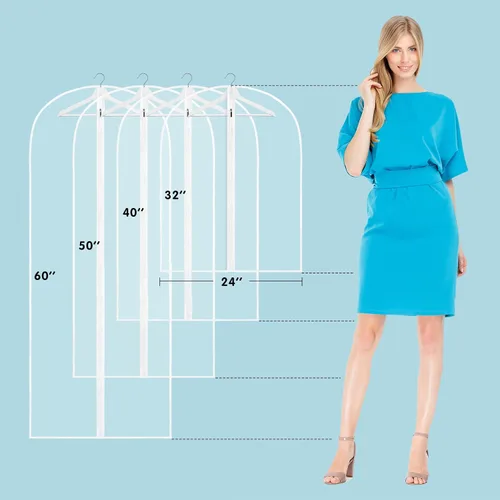 Vista 8 de SMINDER - Bolsas de ropa para colgar ropa, bolsas de plástico transparente con cremallera completa, PEVA, transpirables, ligeras