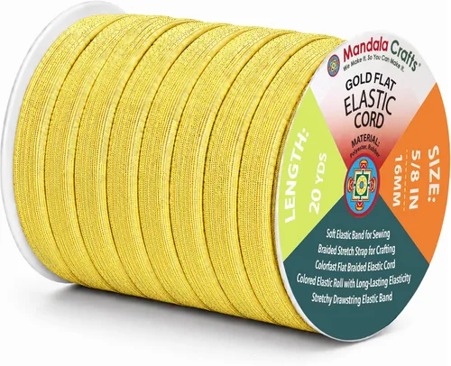 Vista 73 de Mandala Crafts 20 yardas 1/2 pulgada 0.472 in bandas elásticas beige