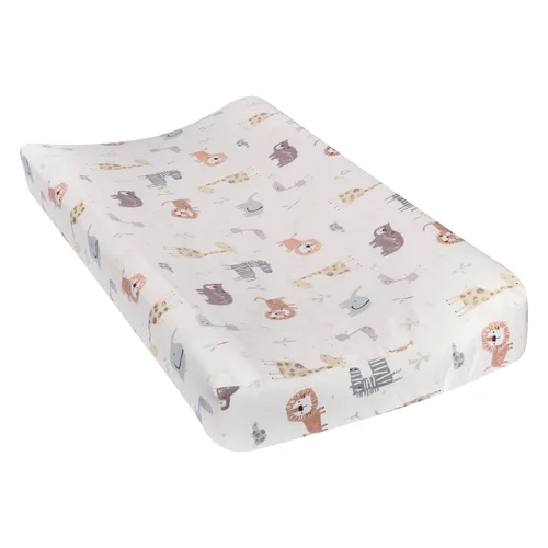 Vista 6 de Birch Stripe Deluxe - Funda para cambiador de franela con estampado de rayas de abedul, franela de algodón, gris, blanco, totalmente elástica