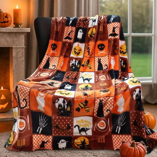 Vista 29 de Gogreen - Manta de forro polar de Halloween tamaño individual, manta acogedora de microfibra - 300GSM ultra suave, manta estampada de microfibra