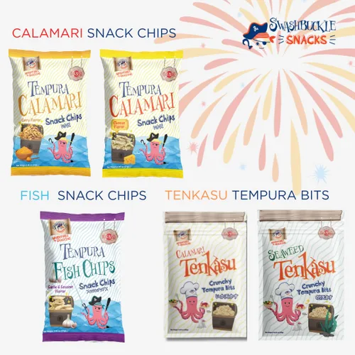Vista 9 de Swashbuckle Snacks Patatas fritas crujientes de tempura calamar, sabor a queso, 0.95 onzas (0.95 oz), paquete de 5, fabricado en Japón, Otsumami