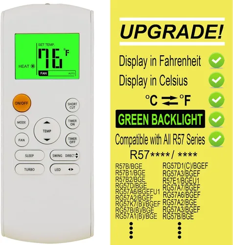 Vista 2 de Mando a distancia de repuesto para aire acondicionado Midea MRCOOL FRIMEC Klimaire RG57B1/BGE RG57B2/BGE RG57B/BGE RG57/BGE RG57A6/BGEF RG57A7/BGEF