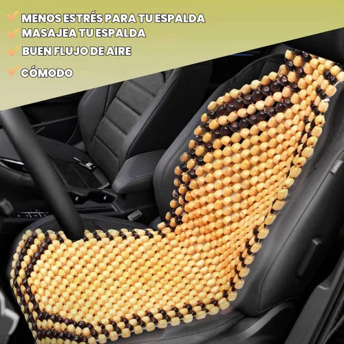 Vista 3 de VaygWay Cojín de Asiento Cómodo con Cuentas de Madera – Cubierta de Asiento de Automóvil Cómoda con Cuentas de Madera – Cubierta Fresca de Masaje
