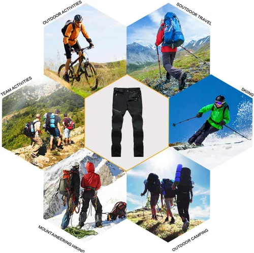 Vista 6 de MAGNIVIT - Pantalones de senderismo para hombre, resistentes al agua, 4 bolsillos con cremallera, reforzados, rodilleras, pantalones