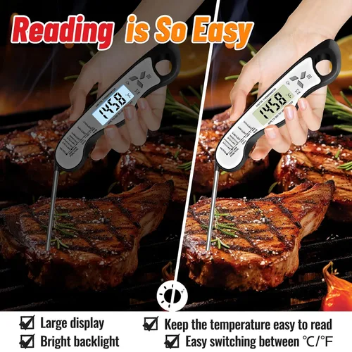 Vista 3 de Termómetro digital de la carne, termómetro impermeable de la comida IP67 Blanco