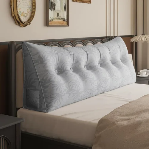 Vista 50 de WOWMAX - Almohada grande triangular con respaldo para cabecera, almohada de posicionamiento para lectura en forma de cuña, con funda extraíble