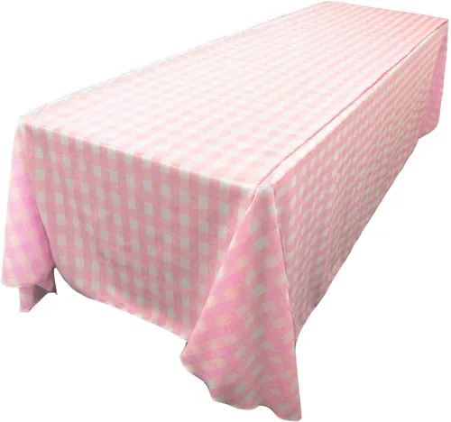 Vista 32 de LA Linen Mantel rectangular de poliéster Gingham a cuadros 60 por 84 pulgadas, blanco y verde oscuro