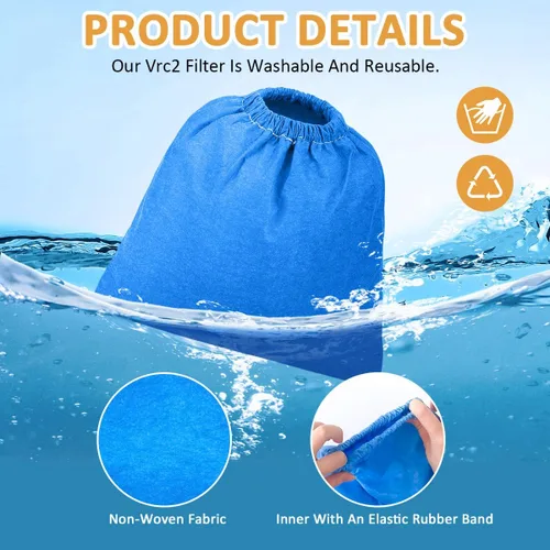 Vista 3 de 3 piezas de bolsa de filtro de tela para Armor All AA256 AA255 2.5 galones Shop VAC Microlined Compatible con Craftsman/Armor All/Vacmaster