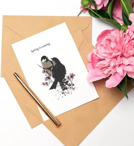 Vista 3 de ALIBBON 2 sellos transparentes de pájaros sobre flores para hacer tarjetas y decoraciones de álbumes de fotos, sellos de pájaros de primavera, fondo