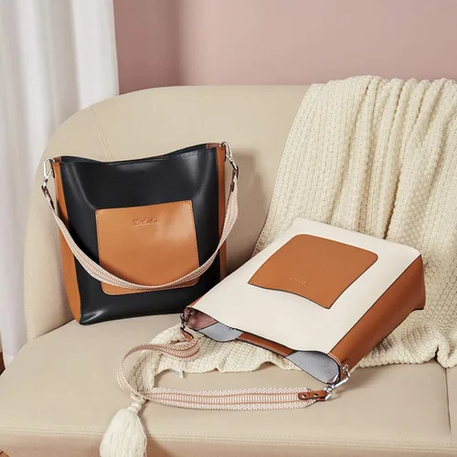 Vista 4 de BOSTANTEN Bolsos para mujer de cuero diseñador Hobo Tote Bolsos hombro cubo Crossbody Bolsas y mujeres Cartera de cuero RFID bloqueo pequeño