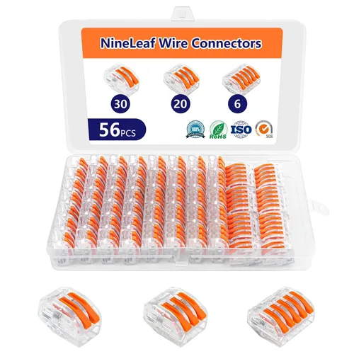 Vista 20 de Nineleaf Conectores de cable de palanca, conectores compactos de empalme de alambre en línea, terminales eléctricos modulares reutilizables 1 en 1