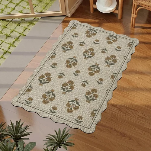 Vista 45 de ORTIGIA Alfombra festoneada de yute fácil de 3 x 5 pulgadas, color negro
