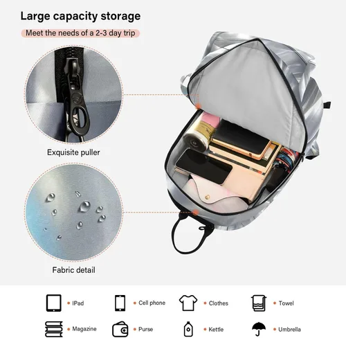 Vista 6 de Mochila de tenis para mujer y hombre, transpirable, con carcasa plateada, bolsa de viaje deportiva para hombres y mujeres, bolsa deportiva de tenis