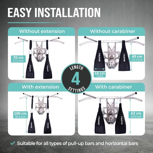 Vista 2 de PULLUP & DIP Correas abdominales, eslingas abdominales prémium para entrenamiento abdominal, correas acolchadas de entrenamiento para abdominales