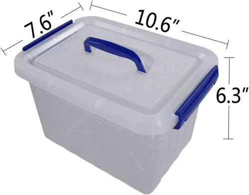 Vista 6 de Pekky Caja de almacenamiento de plástico con mango pequeño, contenedores de plástico transparente de 6 cuartos de galón, paquete de 6