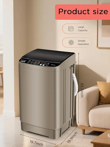 Vista 2 de F.W.WOOLWORTHS - Lavadora completamente automática de 17.7 libras con secadora giratoria - 10 programas de lavado, 8 niveles de agua, pantalla LED