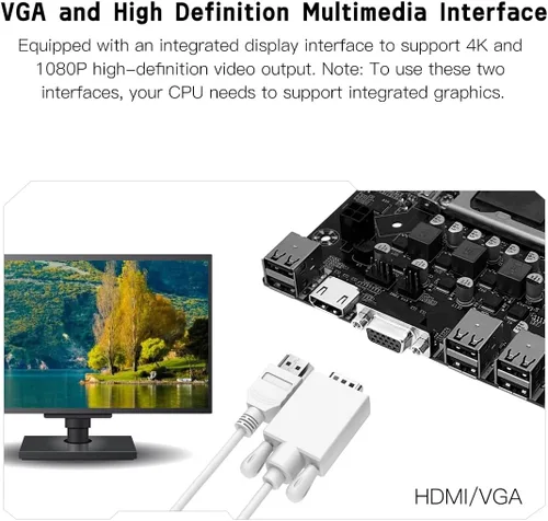 Vista 5 de MACHINIST Placa base para juegos H61 LGA 1155 (Intel 2ª/3ª generación), placas base para computadora Flex-ATX compatibles con PCIe 2.0, LAN 100M