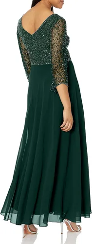 Vista 2 de J Kara Vestido largo de manga 34 con cuello en V para mujer