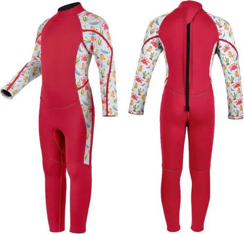 Vista 8 de Traje de neopreno de 3 mm para niños, niñas, niños pequeños y jóvenes; traje de baño completo térmico para agua fría; cremallera en la espalda