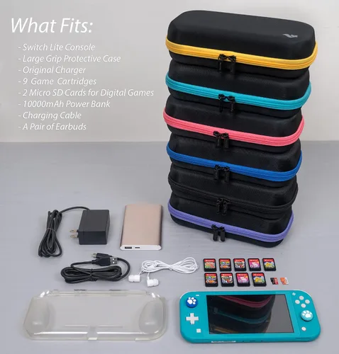 Vista 4 de ButterFox Funda de transporte extra grande para Nintendo Switch Lite, compatible con cargador, compatible con funda protectora JETech y la mayoría