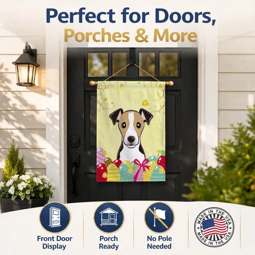 Vista 511 de Caroline's Treasures BB1923GF Bandera decorativa para jardín con diseño de Border Collie, para caza de huevos de Pascua, para jardín, jardín, patio