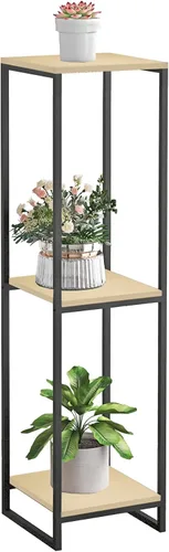 Vista 11 de Soporte para plantas de 34 pulgadas de alto para interiores, estante moderno de 2 niveles, organizador de macetas de esquina para sala de estar