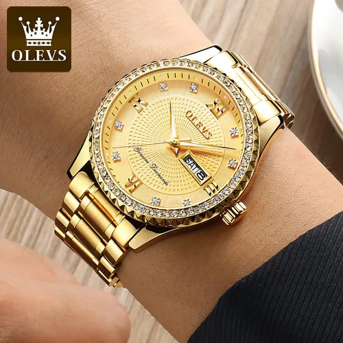 Vista 3 de OLEVS Luxury Gold (Silver) Watches for Men,Men's Stainless Steel Watch with Date,Men's Wrist Watches Waterproof,Classic Dress Watch for Men
