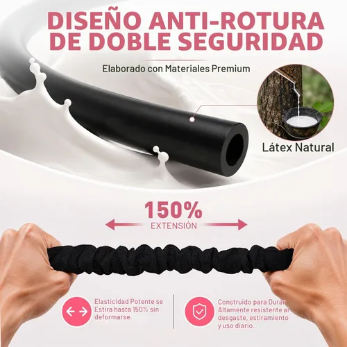 Vista 5 de Banda de resistencia de pedal con asa, tubos de látex gruesos duraderos mejorados y pedal de tela de espuma suave, equipo de ejercicio