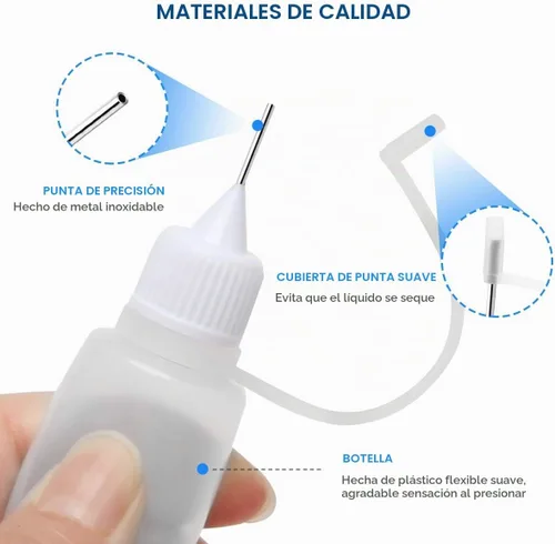 Vista 3 de Adecco - Botella aplicadora de punta de precisión, botellas aplicadoras de pegamento, 50 botellas aplicadoras de punta de precisión de 0.5 onzas