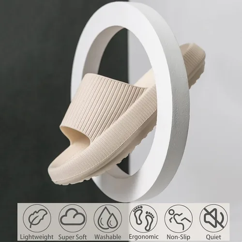 Vista 2 de rosyclo Pantuflas con sensación de nube para mujeres y hombres, pantuflas acolchadas para la ducha, sandalias de baño, máxima comodidad, ligeras