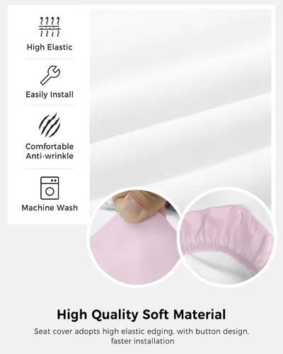 Vista 5 de Funda para silla de oficina, color rosa puro, funda elástica para asiento de silla de computadora, funda para respaldo, elástica, giratoria, cojín