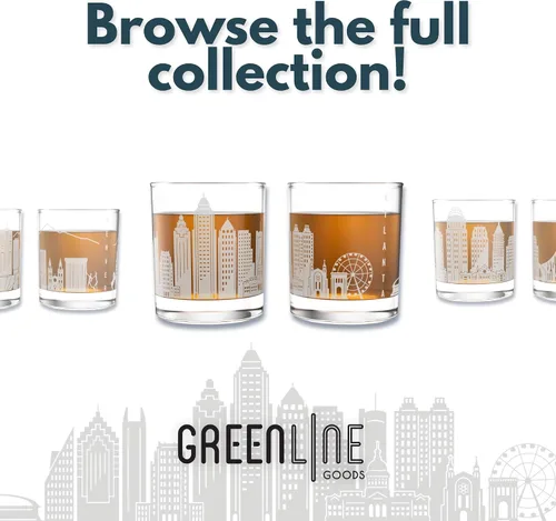 Vista 6 de Greenline Goods – Vasos de whisky con el horizonte de Atlanta, GA (juego de 2), 284ml – Vasos de roca/estilo antiguo