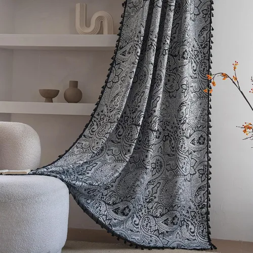 Vista 13 de ENJOYBRIDAL - 2 paneles de cortinas, florales, estilo bohemio, de granja, rústico o clásico, semitraslúcidas, con bolsillo para cortinero y borlas