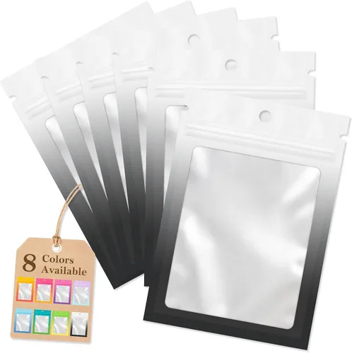Vista 22 de Funfery Paquete de 100 bolsas resellables de Mylar transparentes, bolsas de embalaje degradadas para almacenamiento de alimentos, pequeñas empresas