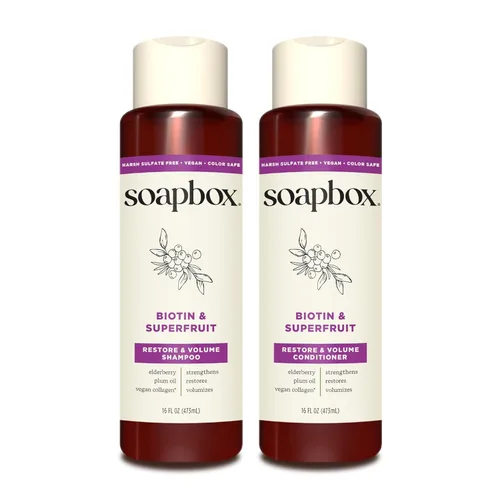Vista 8 de Juego de Champú y Acondicionador de Argán Soapbox, Voluminizador, Vegano, Seguro para el Color, Libre de Sulfatos Agresivos y Siliconas, 16 oz cada